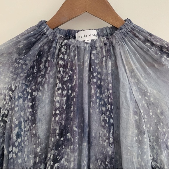 Bella Dahl Shirred High Neck Top XS Tie Dye Snow Fall - Picture 3 of 9